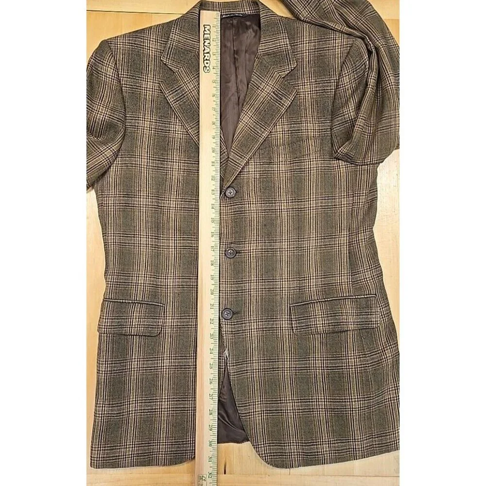 FLAWS Needs Repair Canali Blazer Cashmere Blend Glenplaid Mens Size 38 Jacket